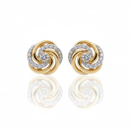 925 Sterling Silve Swirl Knot Stud Earrings with Crystal Pave