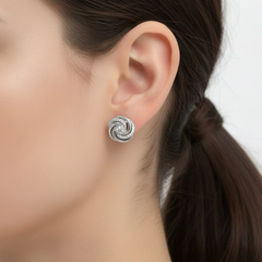 925 Sterling Silve Swirl Knot Stud Earrings with Crystal Pave