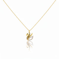 925 Sterling Silver Swan Pendant Necklace with Crystal Accents