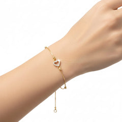 Elegant Heart Charm 925 Sterling Silver Bracelet