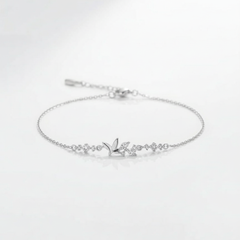925 Sterling Silver Leaf Crystal Bracelet