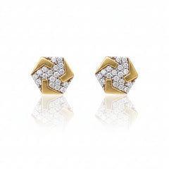 925 Sterling Silver  Hexagon Arrow Stud Earrings with Crystal Pave