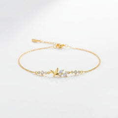 925 Sterling Silver Leaf Crystal Bracelet