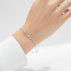 925 Sterling Silver Leaf Crystal Bracelet