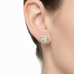 925 Sterling Silver  Hexagon Arrow Stud Earrings with Crystal Pave