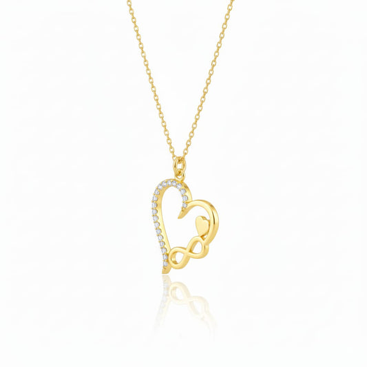 925 Sterling Silver Infinity Heart Pendant Necklace with Crystal Accents
