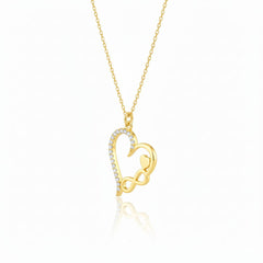 925 Sterling Silver Infinity Heart Pendant Necklace with Crystal Accents