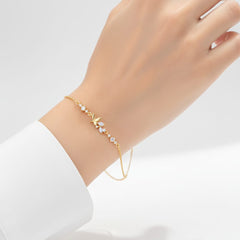 925 Sterling Silver Leaf Crystal Bracelet