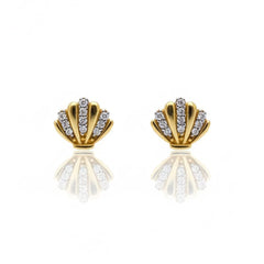 925 sterling silver Seashell Stud Earrings with Crystal Pave