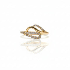 925 Sterling Silver Intertwined Wave Ring with Crystal Pave