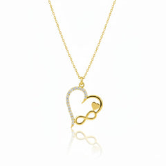 925 Sterling Silver Infinity Heart Pendant Necklace with Crystal Accents