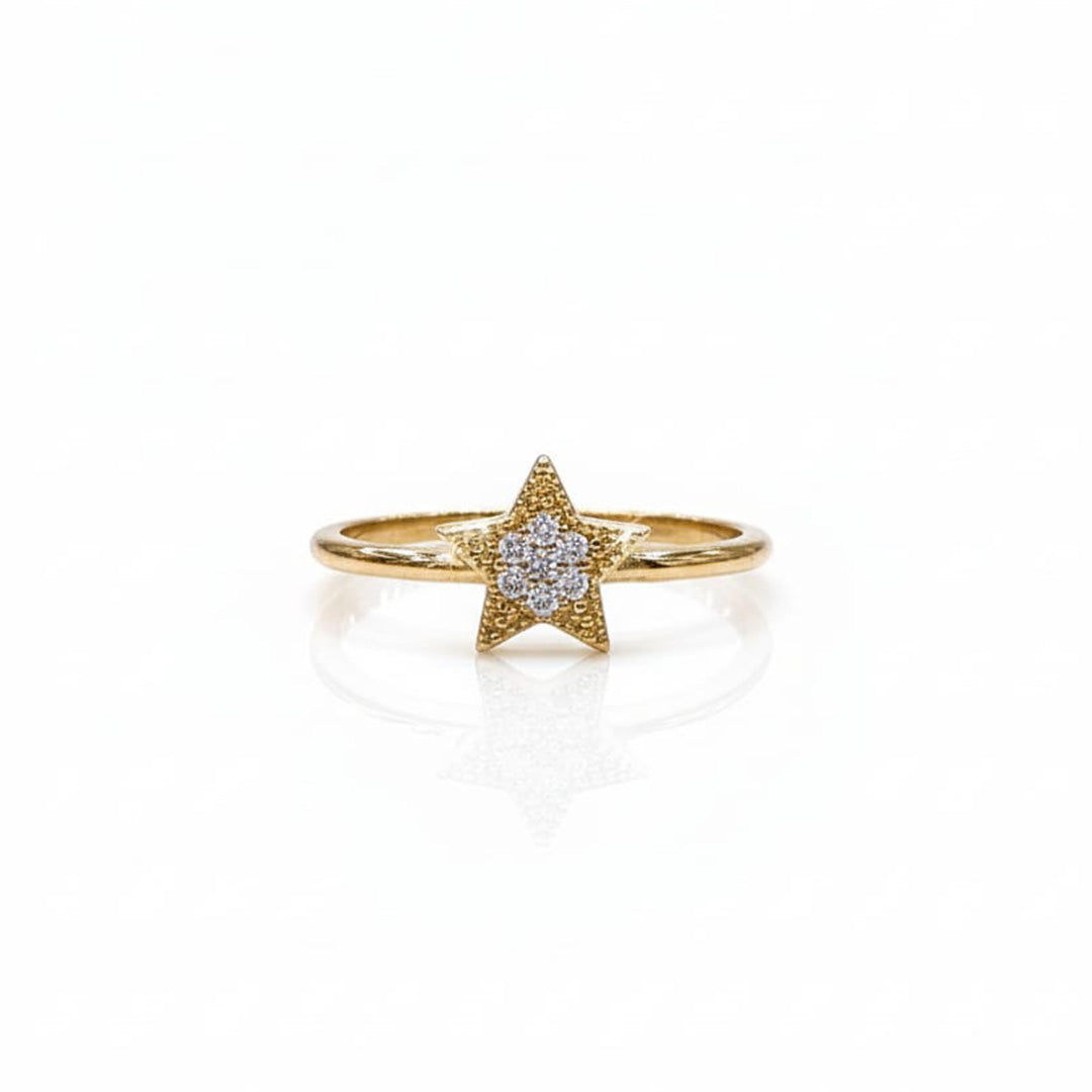 925 Sterling Silver Star Pave Ring with Crystal Cluster