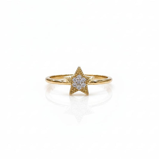 925 Sterling Silver Star Pave Ring with Crystal Cluster