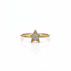 925 Sterling Silver Star Pave Ring with Crystal Cluster
