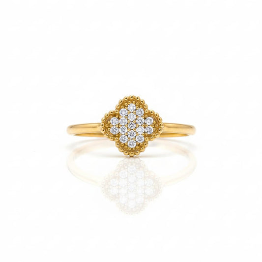 925 Sterling Silver Floral Cluster Ring with Crystal Pave