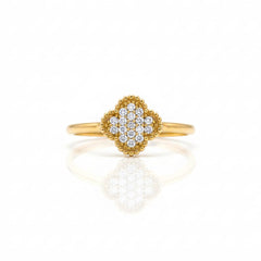 925 Sterling Silver Floral Cluster Ring with Crystal Pave