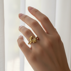 925 Sterling Silver Floral Swirl Ring with Crystal Pave