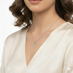 925 Sterling Silver Swan Pendant Necklace with Crystal Accents