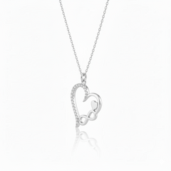 925 Sterling Silver Infinity Heart Pendant Necklace with Crystal Accents