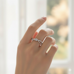 925 Sterling Silver Infinity Twist Ring with Crystal Cluster