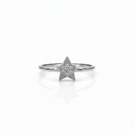 925 Sterling Silver Star Pave Ring with Crystal Cluster