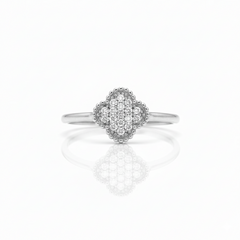 925 Sterling Silver Floral Cluster Ring with Crystal Pave