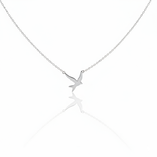 925 Sterling Silver Soaring Bird Pendant Necklace