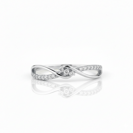 925 Sterling Silver Infinity Twist Ring with Crystal Cluster